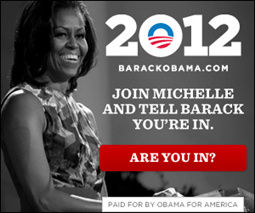 2012 Obama for America digital fundraising ad featuring Michelle Obama